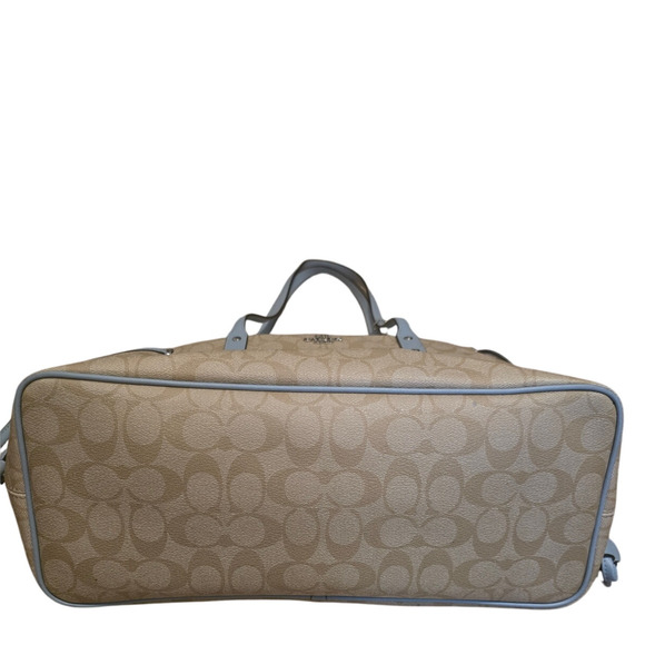 Coach Purse Womens Signature Carryall Drawstring Shoulder Tan Blue A2022-57842 - Picture 4 of 11